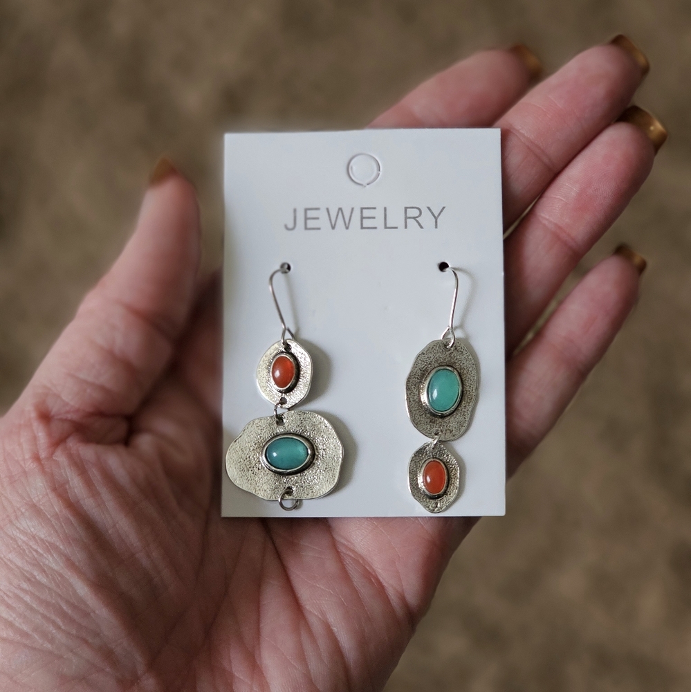 Silver Tone Asymmetric Dangle Earrings